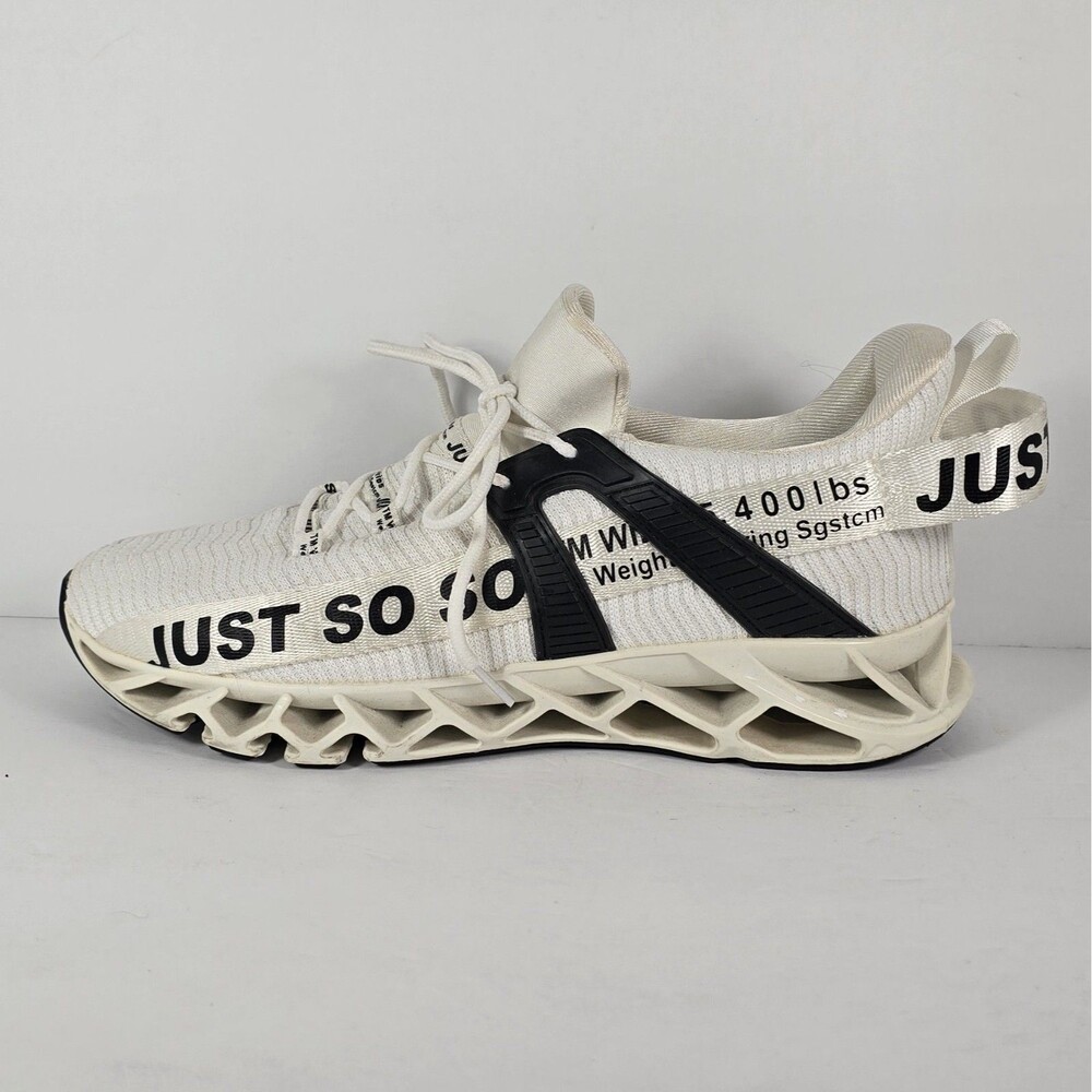 Just So So Men’s Running Walking No Slip Sneakers Shoes White Black Size 12